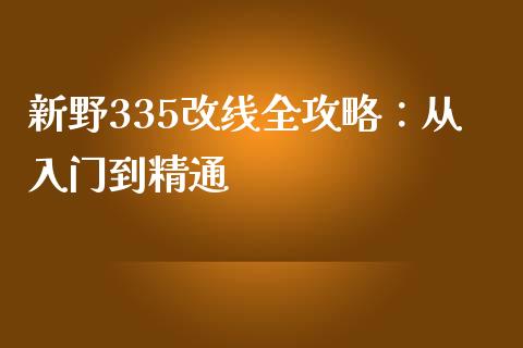新野335改线全攻略：从入门到精通_https://wap.fansifence.com_今日财经_第1张