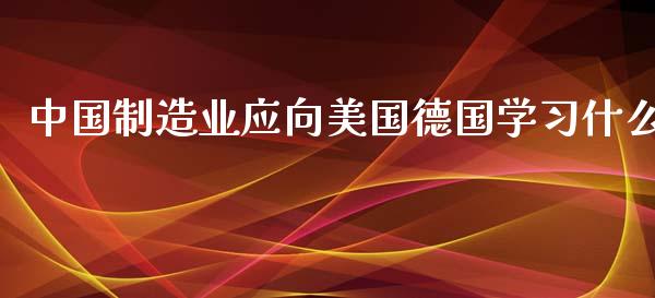 中国制造业应向美国德国学习什么_https://wap.fansifence.com_今日财经_第1张