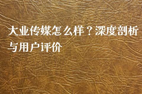 大业传媒怎么样？深度剖析与用户评价_https://wap.fansifence.com_外汇交易_第1张