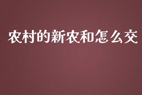 农村的新农和怎么交_https://wap.fansifence.com_债券投资_第1张