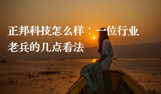 正邦科技怎么样：一位行业老兵的几点看法_https://wap.fansifence.com_投资理财_第1张