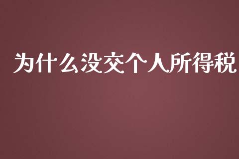 为什么没交个人所得税_https://wap.fansifence.com_外汇交易_第1张