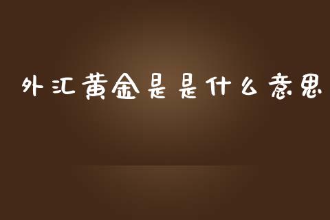 外汇黄金是是什么意思_https://wap.fansifence.com_今日财经_第1张