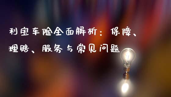 利宝车险全面解析：保障、理赔、服务与常见问题_https://wap.fansifence.com_投资理财_第1张