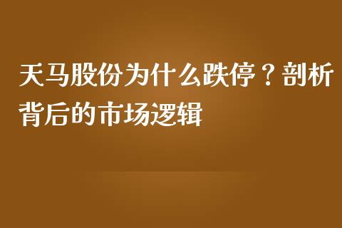 天马股份为什么跌停？剖析背后的市场逻辑_https://wap.fansifence.com_投资理财_第1张