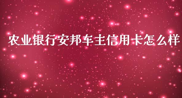 农业银行安邦车主信用卡怎么样_https://wap.fansifence.com_外汇交易_第1张