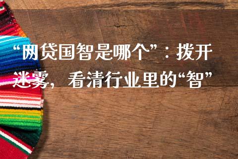 “网贷国智是哪个”：拨开迷雾，看清行业里的“智”_https://wap.fansifence.com_今日财经_第1张