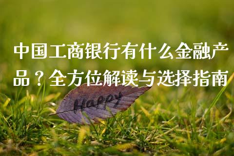 中国工商银行有什么金融产品？全方位解读与选择指南_https://wap.fansifence.com_债券投资_第1张