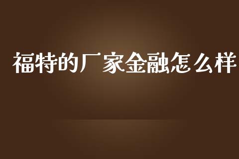 福特的厂家金融怎么样_https://wap.fansifence.com_外汇交易_第1张