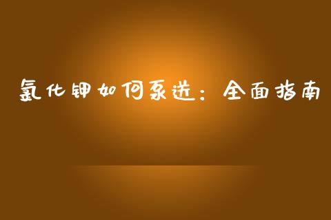 氯化钾如何泵送：全面指南_https://wap.fansifence.com_今日财经_第1张