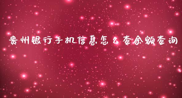 贵州银行手机信息怎么查余额查询_https://wap.fansifence.com_投资理财_第1张