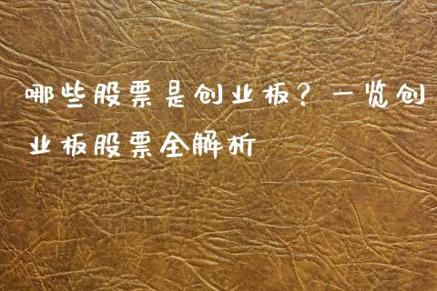 哪些股票是创业板？一览创业板股票全解析_https://wap.fansifence.com_外汇交易_第1张