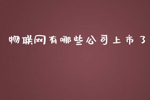 物联网有哪些公司上市了_https://wap.fansifence.com_外汇交易_第1张