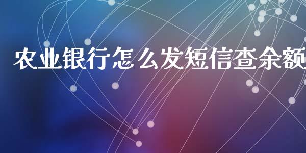 农业银行怎么发短信查余额_https://wap.fansifence.com_外汇交易_第1张