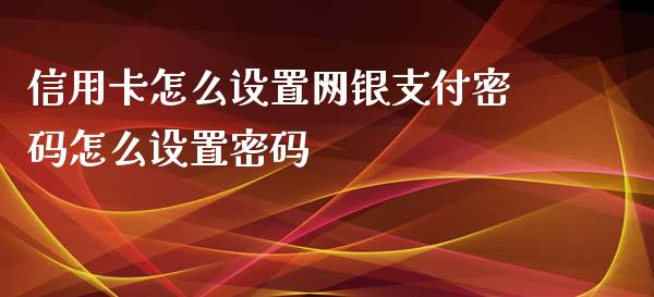 信用卡怎么设置网银支付密码怎么设置密码_https://wap.fansifence.com_外汇交易_第1张