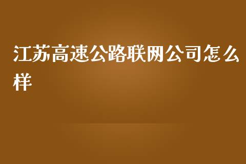 江苏高速公路联网公司怎么样_https://wap.fansifence.com_债券投资_第1张