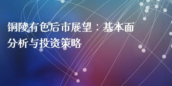 铜陵有色后市展望：基本面分析与投资策略_https://wap.fansifence.com_今日财经_第1张