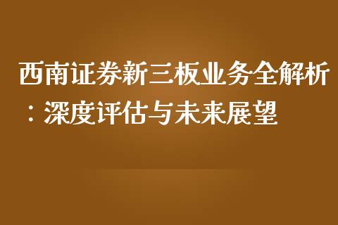 西南证券新三板业务全解析：深度评估与未来展望_https://wap.fansifence.com_债券投资_第1张