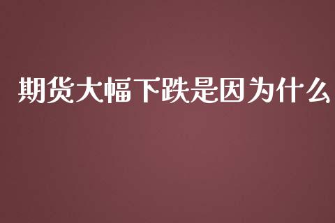 期货大幅下跌是因为什么_https://wap.fansifence.com_投资理财_第1张