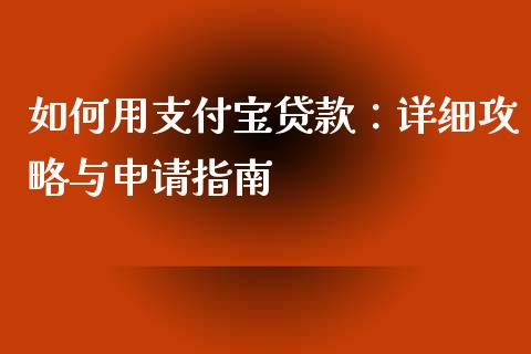 如何用支付宝贷款：详细攻略与申请指南_https://wap.fansifence.com_投资理财_第1张