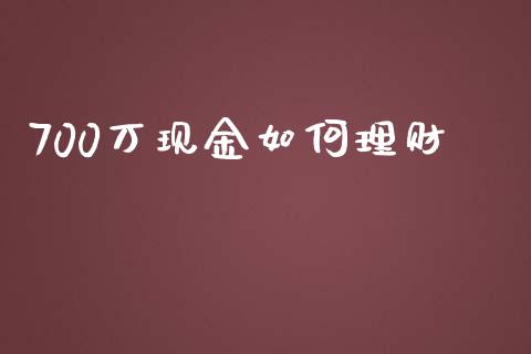 700万现金如何理财_https://wap.fansifence.com_债券投资_第1张