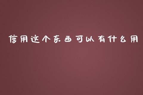 信用这个东西可以有什么用_https://wap.fansifence.com_今日财经_第1张