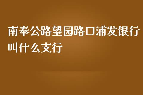 南奉公路望园路口浦发银行叫什么支行_https://wap.fansifence.com_投资理财_第1张