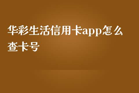 华彩生活信用卡app怎么查卡号_https://wap.fansifence.com_今日财经_第1张