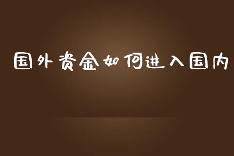 国外资金如何进入国内_https://wap.fansifence.com_外汇交易_第1张