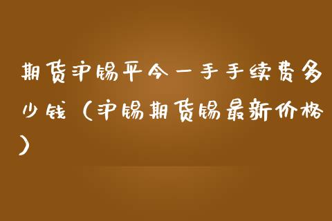 期货沪锡平今一手手续费多少钱（沪锡期货锡最新价格）_https://wap.fansifence.com_债券投资_第1张