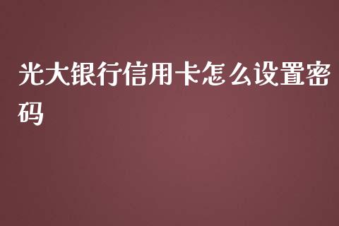 光大银行信用卡怎么设置密码_https://wap.fansifence.com_今日财经_第1张