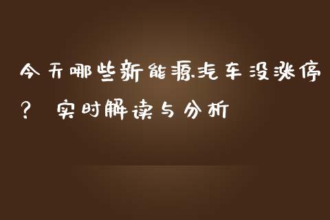 今天哪些新能源汽车没涨停？ 实时解读与分析_https://wap.fansifence.com_今日财经_第1张