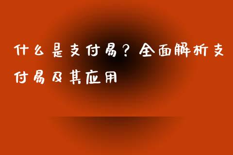 什么是支付易？全面解析支付易及其应用_https://wap.fansifence.com_投资理财_第1张