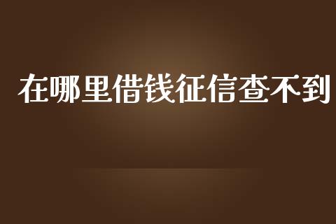 在哪里借钱征信查不到_https://wap.fansifence.com_外汇交易_第1张