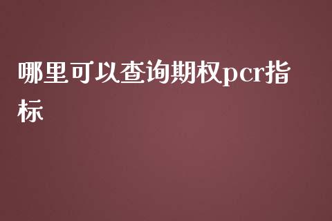 哪里可以查询期权pcr指标_https://wap.fansifence.com_投资理财_第1张