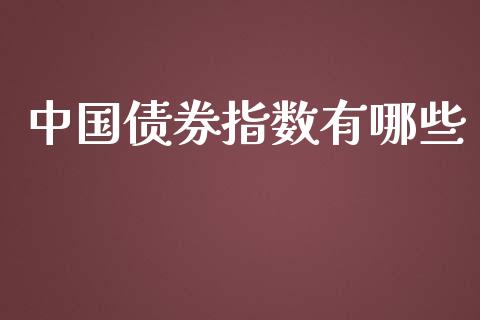 中国债券指数有哪些_https://wap.fansifence.com_今日财经_第1张