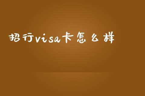 招行visa卡怎么样_https://wap.fansifence.com_投资理财_第1张