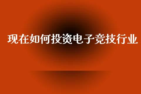 现在如何投资电子竞技行业_https://wap.fansifence.com_今日财经_第1张