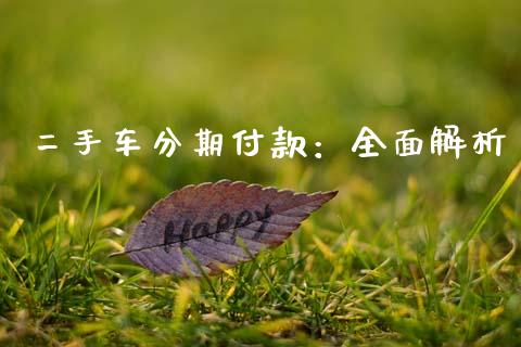 二手车分期付款：全面解析_https://wap.fansifence.com_债券投资_第1张