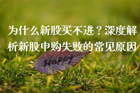 为什么新股买不进？深度解析新股申购失败的常见原因_https://wap.fansifence.com_今日财经_第1张