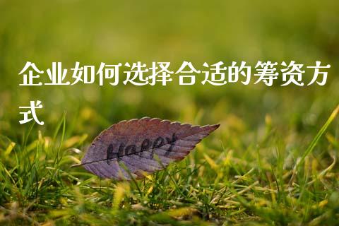 企业如何选择合适的筹资方式_https://wap.fansifence.com_投资理财_第1张