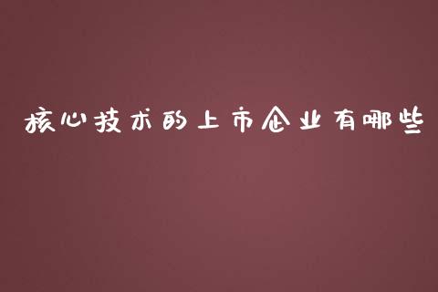 核心技术的上市企业有哪些_https://wap.fansifence.com_投资理财_第1张