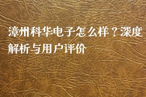 漳州科华电子怎么样？深度解析与用户评价_https://wap.fansifence.com_债券投资_第1张