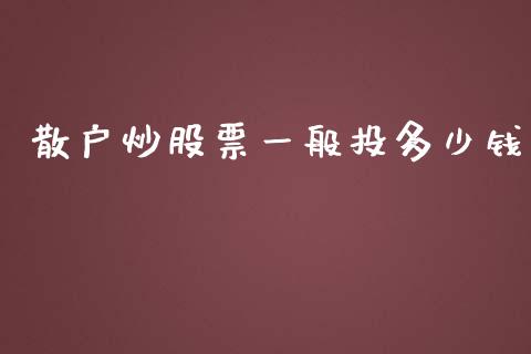 散户炒股票一般投多少钱_https://wap.fansifence.com_今日财经_第1张