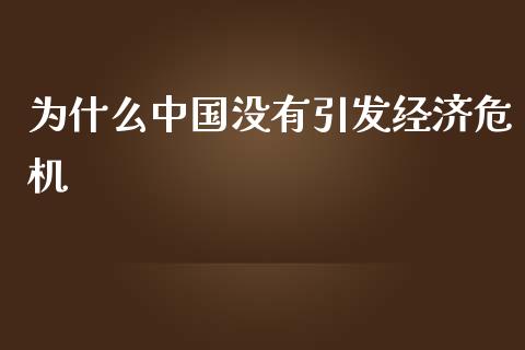 为什么中国没有引发经济危机_https://wap.fansifence.com_外汇交易_第1张