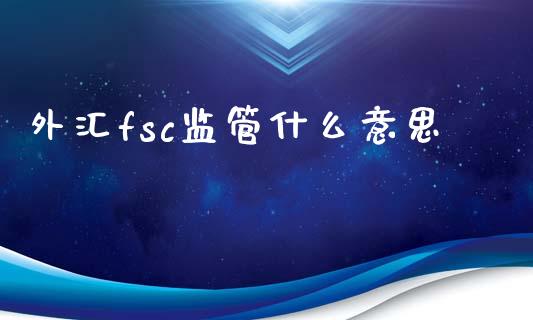 外汇fsc监管什么意思_https://wap.fansifence.com_投资理财_第1张