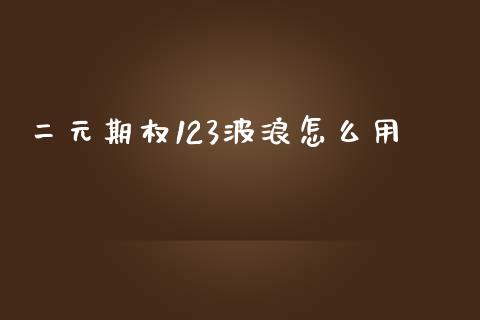 二元期权123波浪怎么用_https://wap.fansifence.com_今日财经_第1张