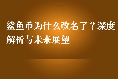 鲨鱼币为什么改名了？深度解析与未来展望_https://wap.fansifence.com_债券投资_第1张