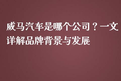 威马汽车是哪个公司？一文详解品牌背景与发展_https://wap.fansifence.com_债券投资_第1张