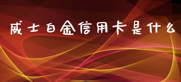 威士白金信用卡是什么_https://wap.fansifence.com_今日财经_第1张